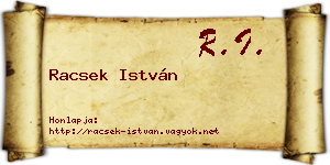 Racsek István névjegykártya