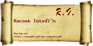 Racsek István névjegykártya